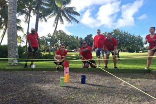 Leaning Tower — team activity in Mauritius