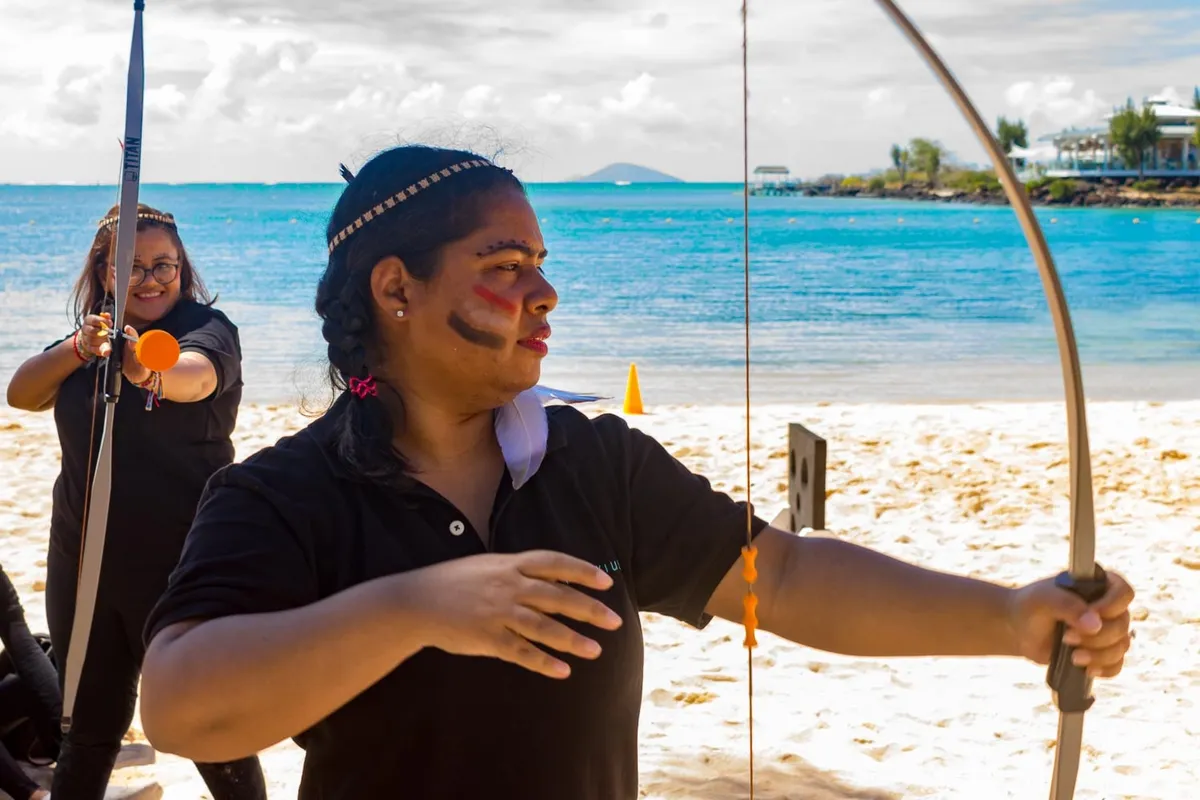 Archery tag on the beach