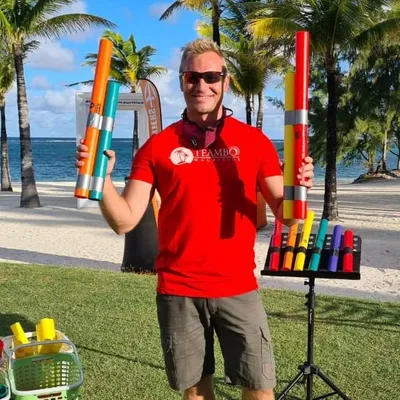 Boomwhackers facilitation on beach