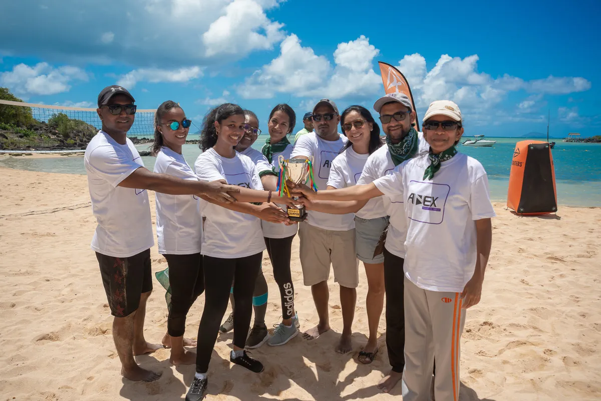 Trophy ceremony on the beach